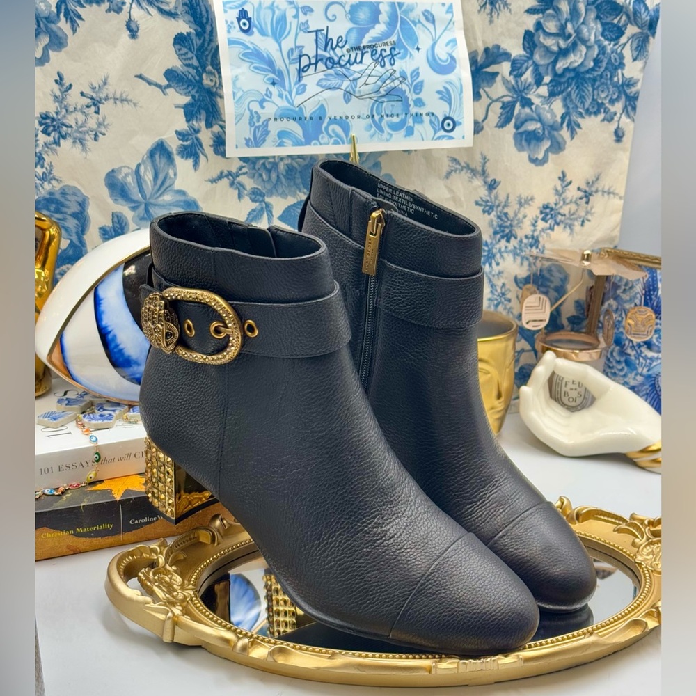 🆕 KURT GEIGER LONDON 🧿 NWOT Mayfair 55 Ankle Boot Boot, Black Gold, Sz 41 US10 - Picture 15 of 16